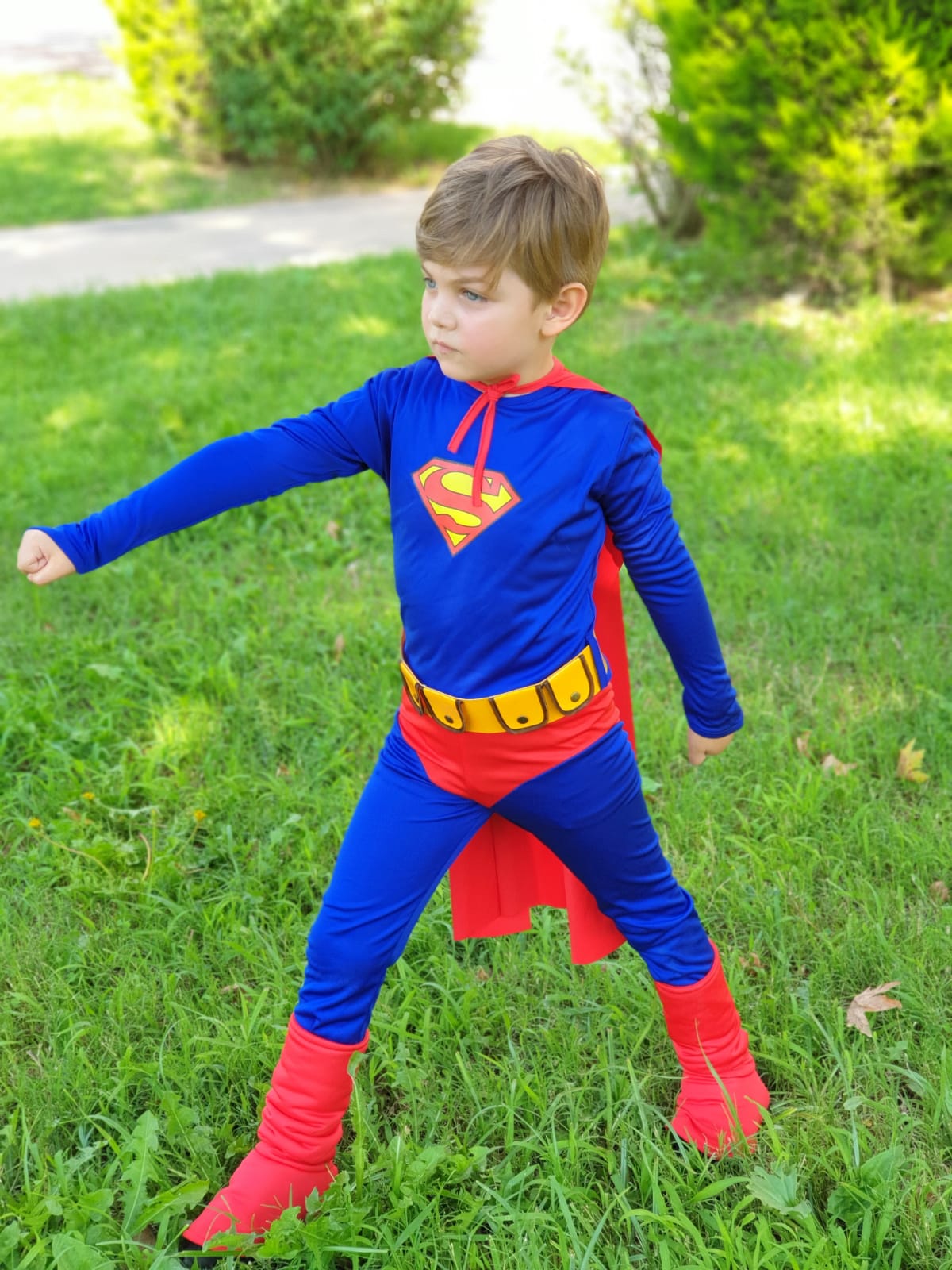 Erkek Çocuk Superman Kostümü - Pelerinli Süper Kahraman Doğum Günü ve Partisi Kostüm Seti