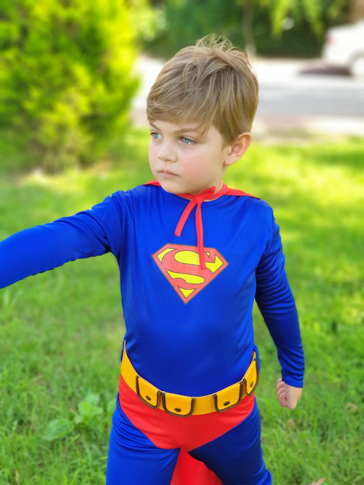 Erkek Çocuk Superman Kostümü - Pelerinli Süper Kahraman Doğum Günü ve Partisi Kostüm Seti