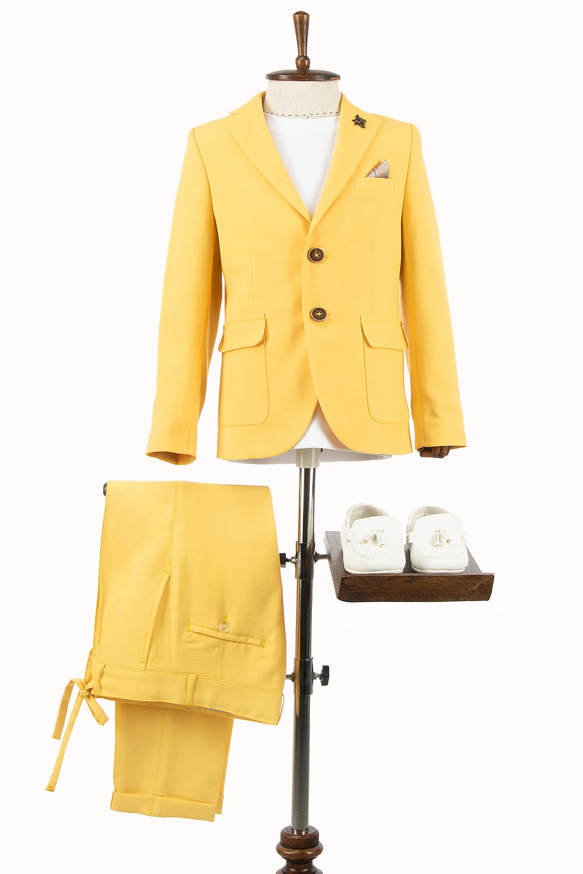 Sarı Keten Erkek Çocuk Takım Elbise | 1-14 Yaş Yazlık Şık Set