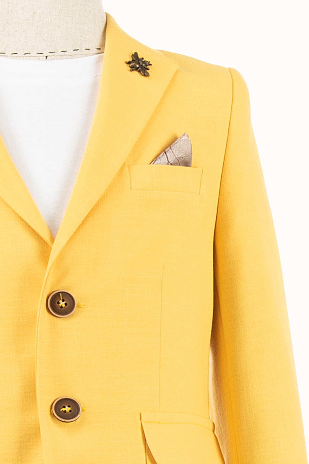 Sarı Keten Erkek Çocuk Takım Elbise | 1-14 Yaş Yazlık Şık Set