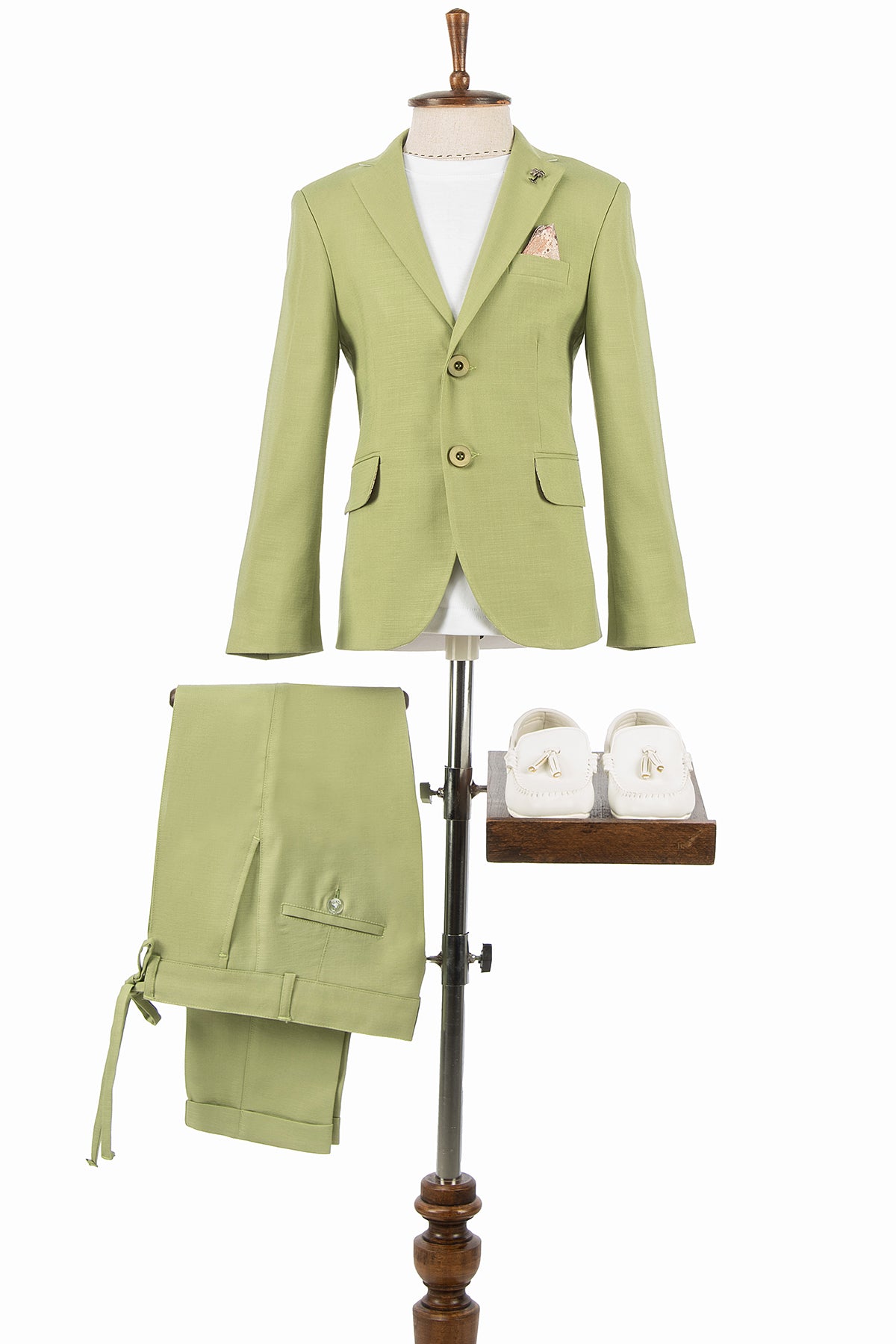 Yeşil Keten Çocuk Takım Elbise | 1-14 Yaş Erkek Yazlık Şık Set