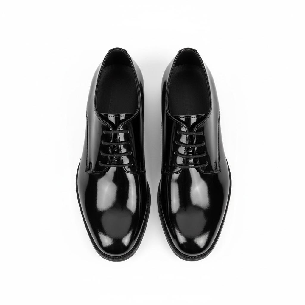 Siyah Rugan Çocuk Klasik Ayakkabı | Bağcıklı Özel Gün Ayakkabısı