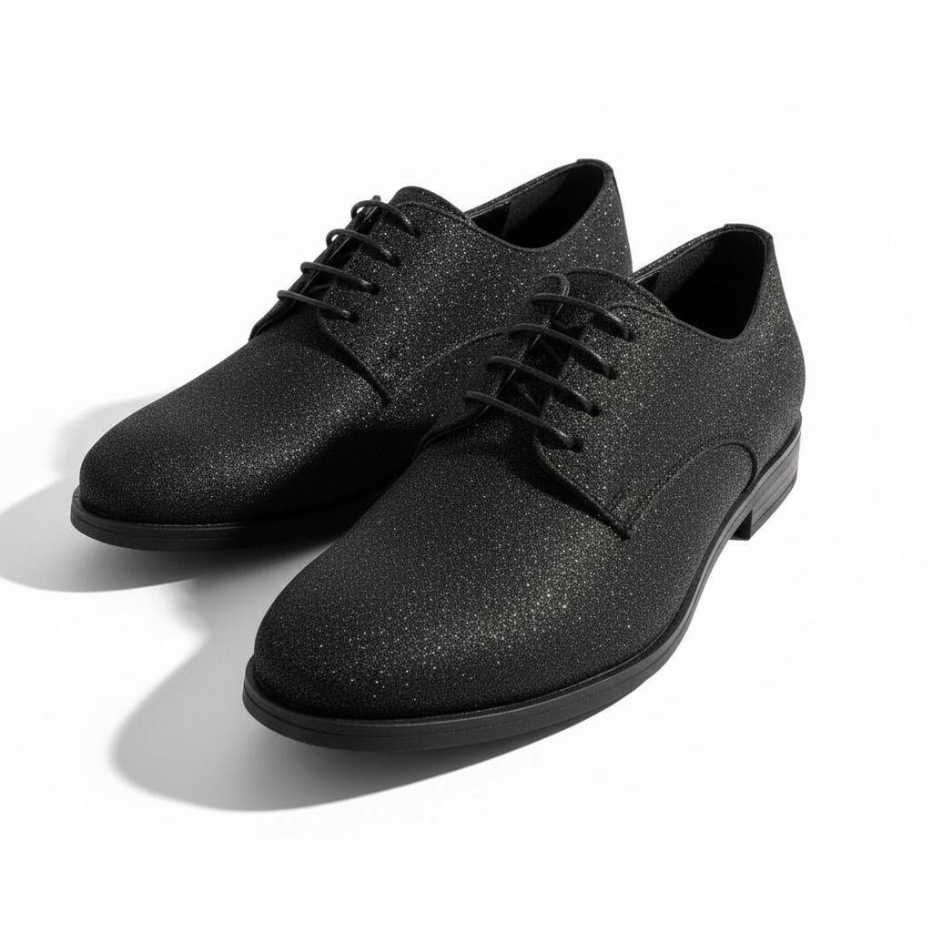 Siyah Simli Dokulu Klasik Çocuk Ayakkabısı | Bağcıklı Özel Gün Ayakkabısı