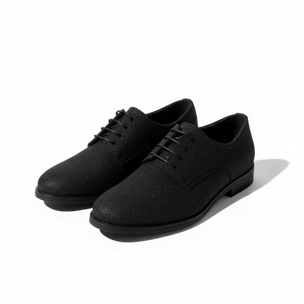 Siyah Simli Dokulu Klasik Çocuk Ayakkabısı | Bağcıklı Özel Gün Ayakkabısı