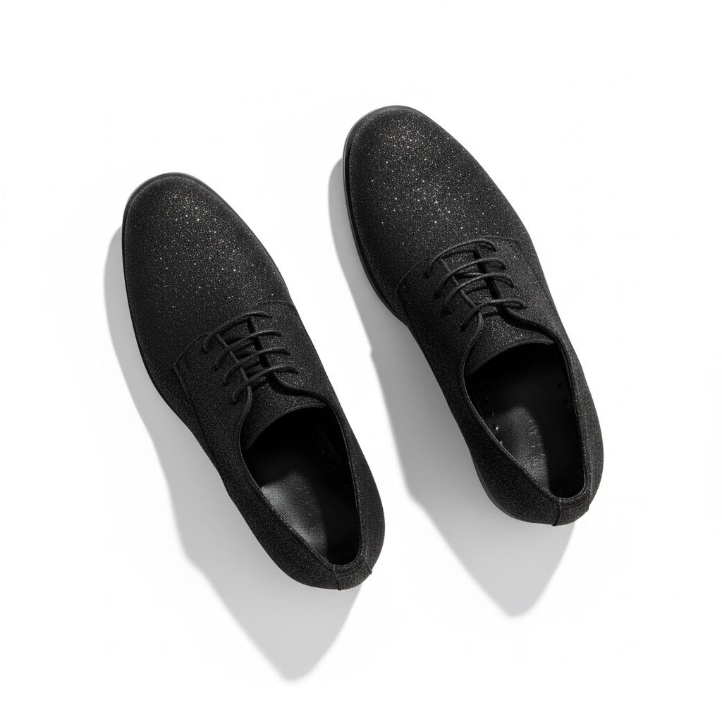 Siyah Simli Dokulu Klasik Çocuk Ayakkabısı | Bağcıklı Özel Gün Ayakkabısı