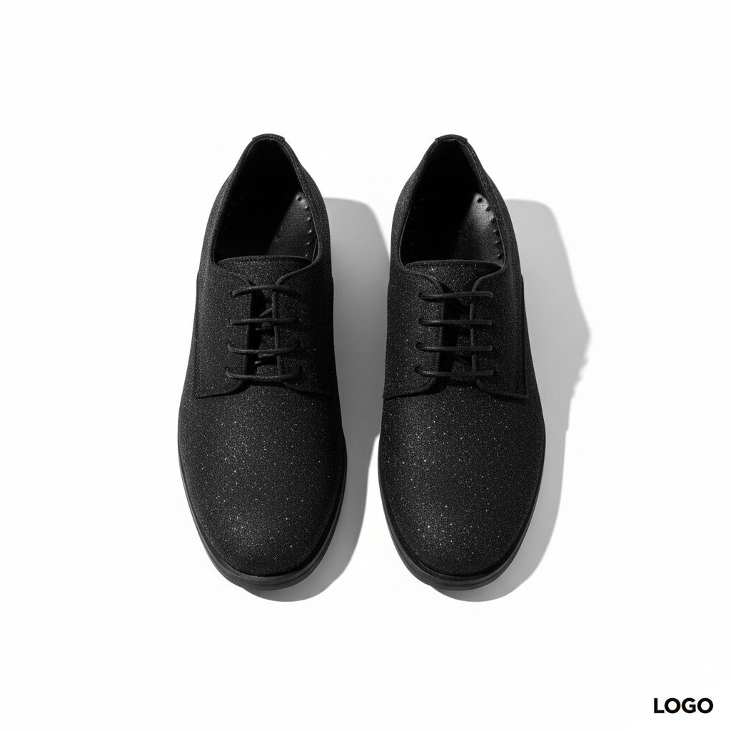 Siyah Simli Dokulu Klasik Çocuk Ayakkabısı | Bağcıklı Özel Gün Ayakkabısı