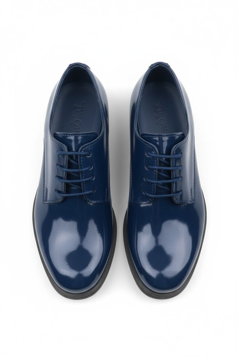 Lacivert Rugan Klasik Çocuk Ayakkabısı  Bağcıklı Özel Gün Ayakkabısı