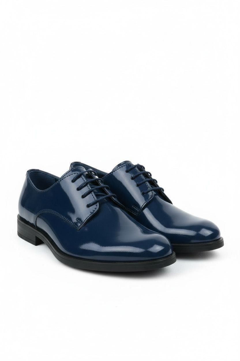 Lacivert Rugan Klasik Çocuk Ayakkabısı  Bağcıklı Özel Gün Ayakkabısı