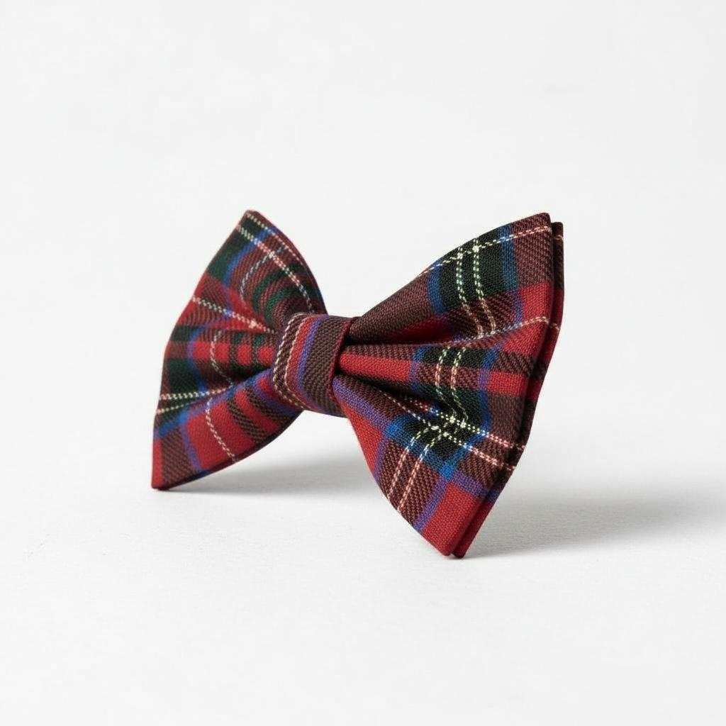 Erkek Çocuk Lacivert Kırmızı Ekose Papyon – Klasik Şık Özel Gün Aksesuarı