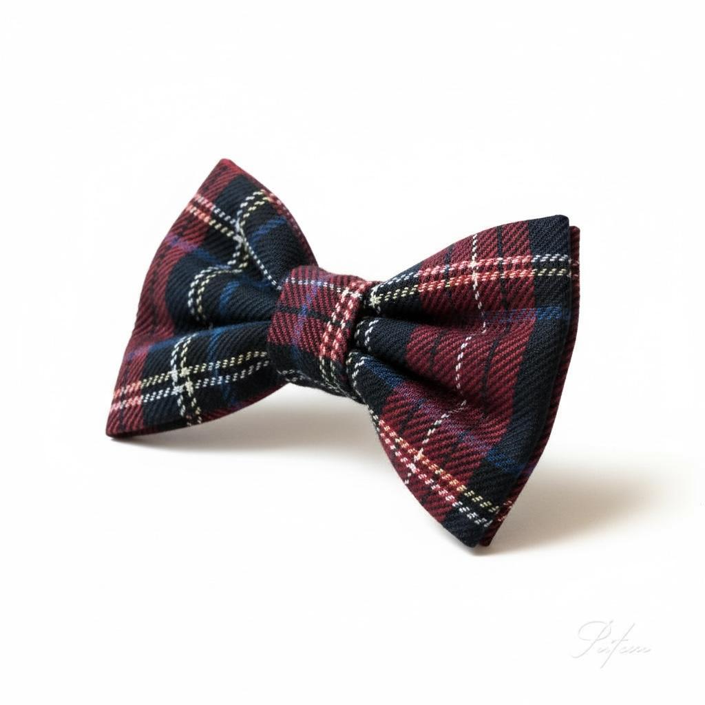 Erkek Çocuk Lacivert Bordo Ekose Papyon – Klasik Şık Özel Gün Aksesuarı