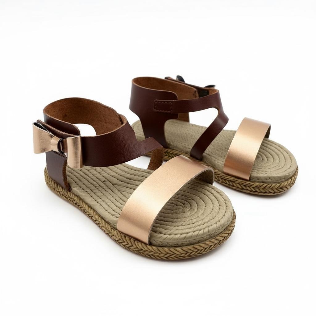 Kız Çocuk Deri Sandalet – Fiyonklu, Ortopedik Yazlık Sandalet