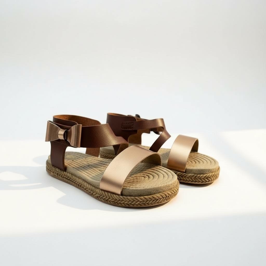 Kız Çocuk Deri Sandalet – Fiyonklu, Ortopedik Yazlık Sandalet