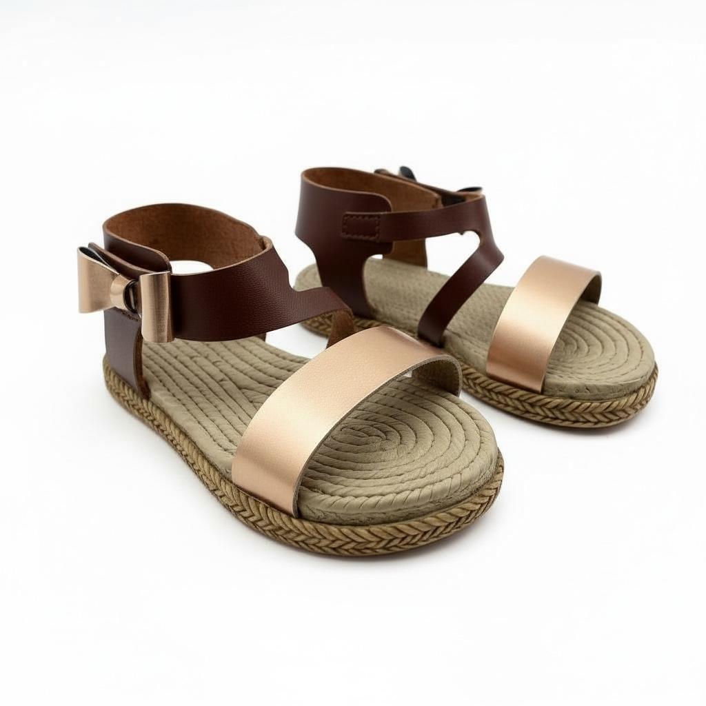 Kız Çocuk Deri Sandalet – Fiyonklu, Ortopedik Yazlık Sandalet