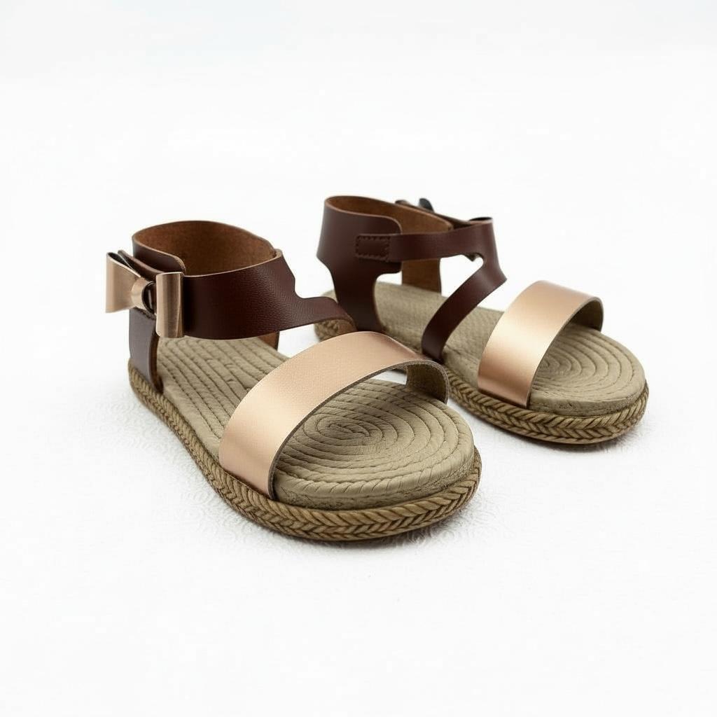 Kız Çocuk Deri Sandalet – Fiyonklu, Ortopedik Yazlık Sandalet