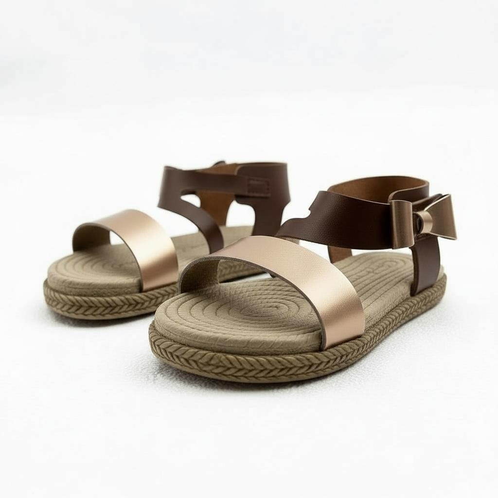 Kız Çocuk Deri Sandalet – Fiyonklu, Ortopedik Yazlık Sandalet