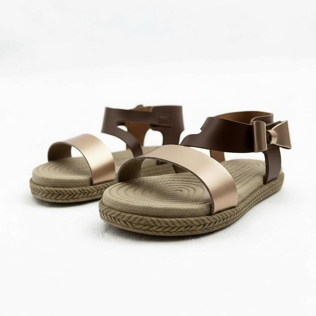 Kız Çocuk Deri Sandalet – Fiyonklu, Ortopedik Yazlık Sandalet