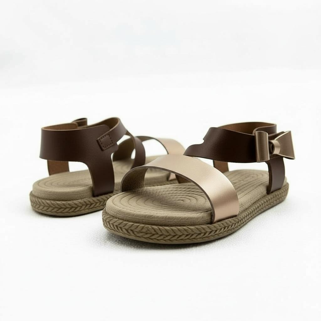 Kız Çocuk Deri Sandalet – Fiyonklu, Ortopedik Yazlık Sandalet