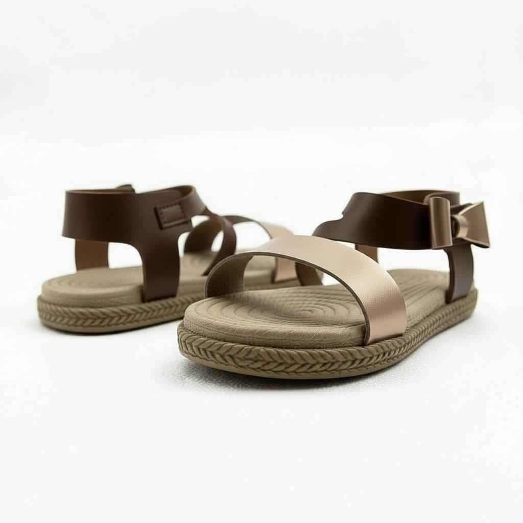 Kız Çocuk Deri Sandalet – Fiyonklu, Ortopedik Yazlık Sandalet