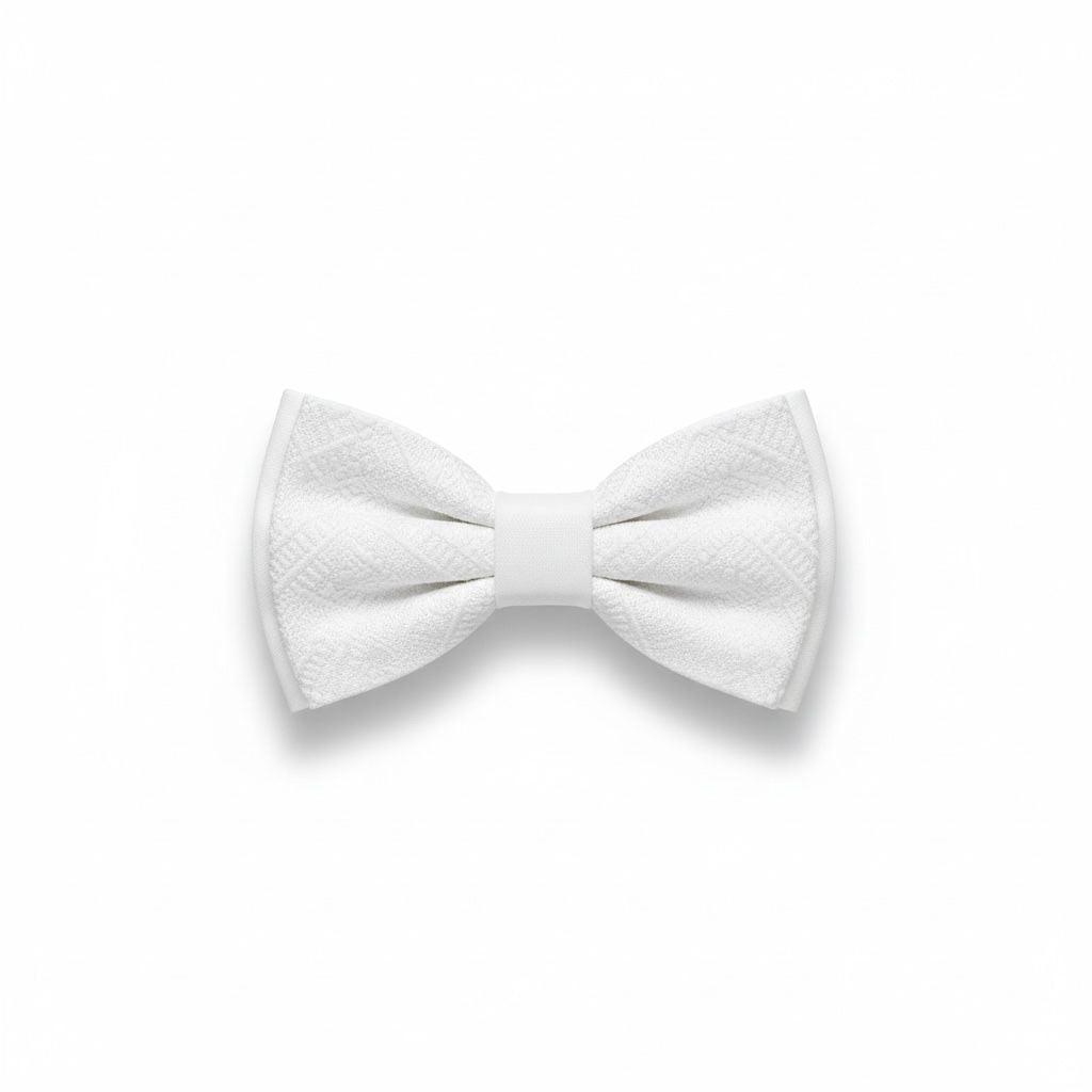 Desenli Beyaz Erkek Çocuk Papyon – Premium Doku & Zarif Şıklık