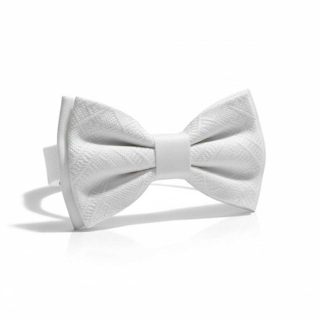 Desenli Beyaz Erkek Çocuk Papyon – Premium Doku & Zarif Şıklık