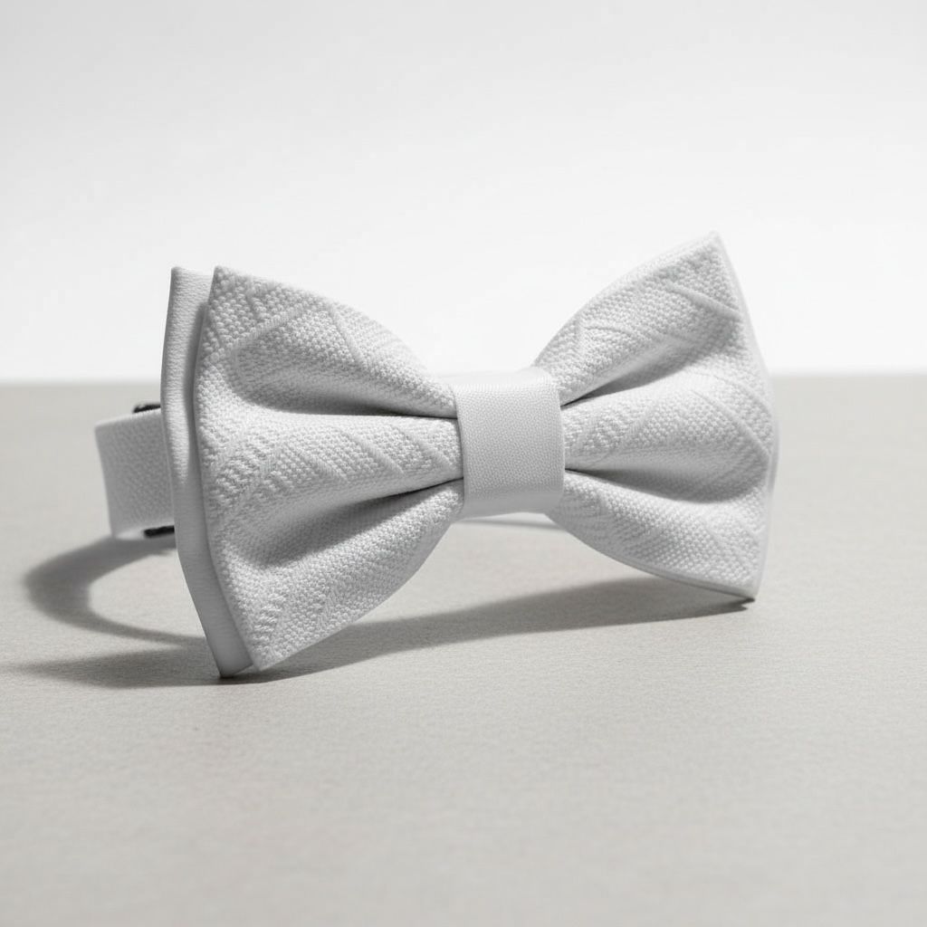 Desenli Beyaz Erkek Çocuk Papyon – Premium Doku & Zarif Şıklık