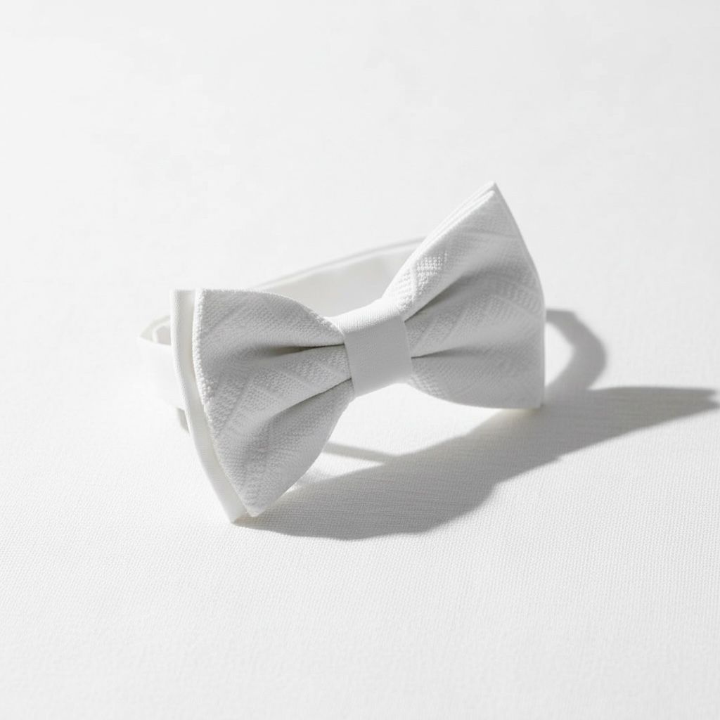 Desenli Beyaz Erkek Çocuk Papyon – Premium Doku & Zarif Şıklık