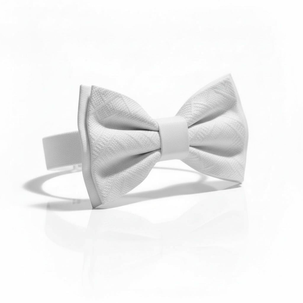 Desenli Beyaz Erkek Çocuk Papyon – Premium Doku & Zarif Şıklık