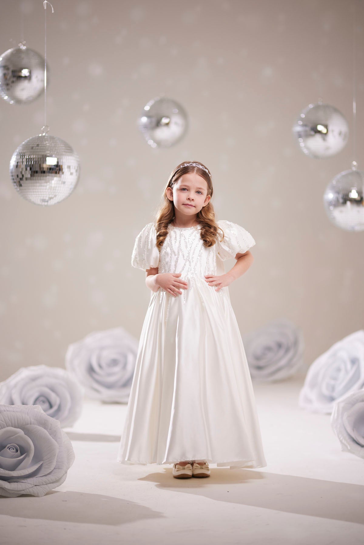 Kız Çocuk Özel Davet Elbisesi – Beyaz Prenses Model