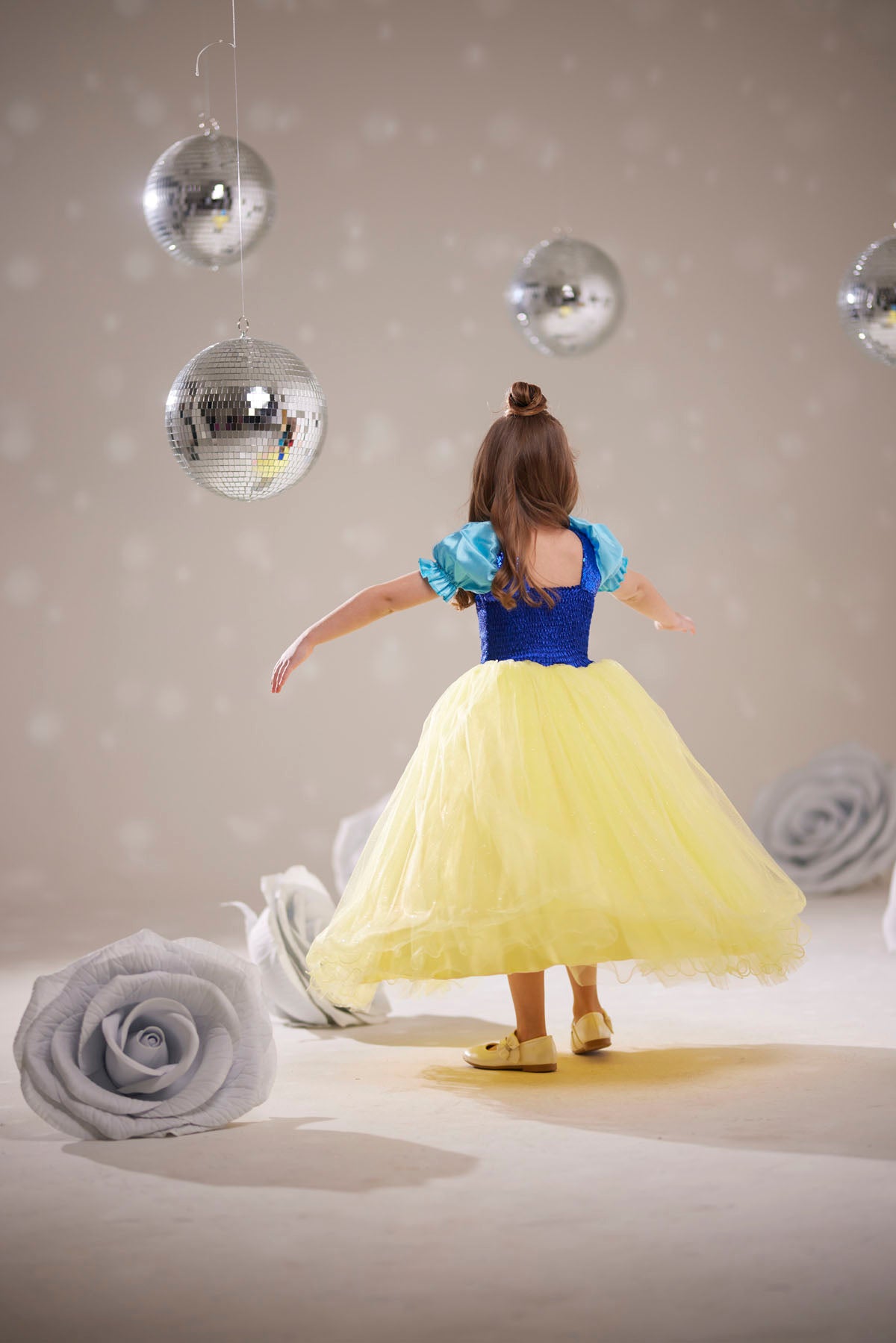 Kız Çocuk Pamuk Prenses Kostümü Tüllü Tarlatanlı Abiye