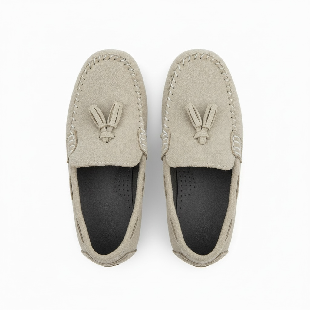 Bej püsküllü çocuk loafer ayakkabı - görsel 13