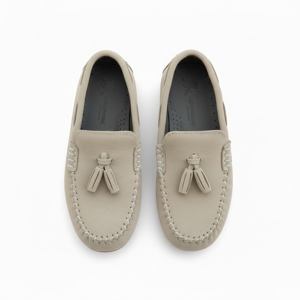 Bej püsküllü çocuk loafer ayakkabı - görsel 8