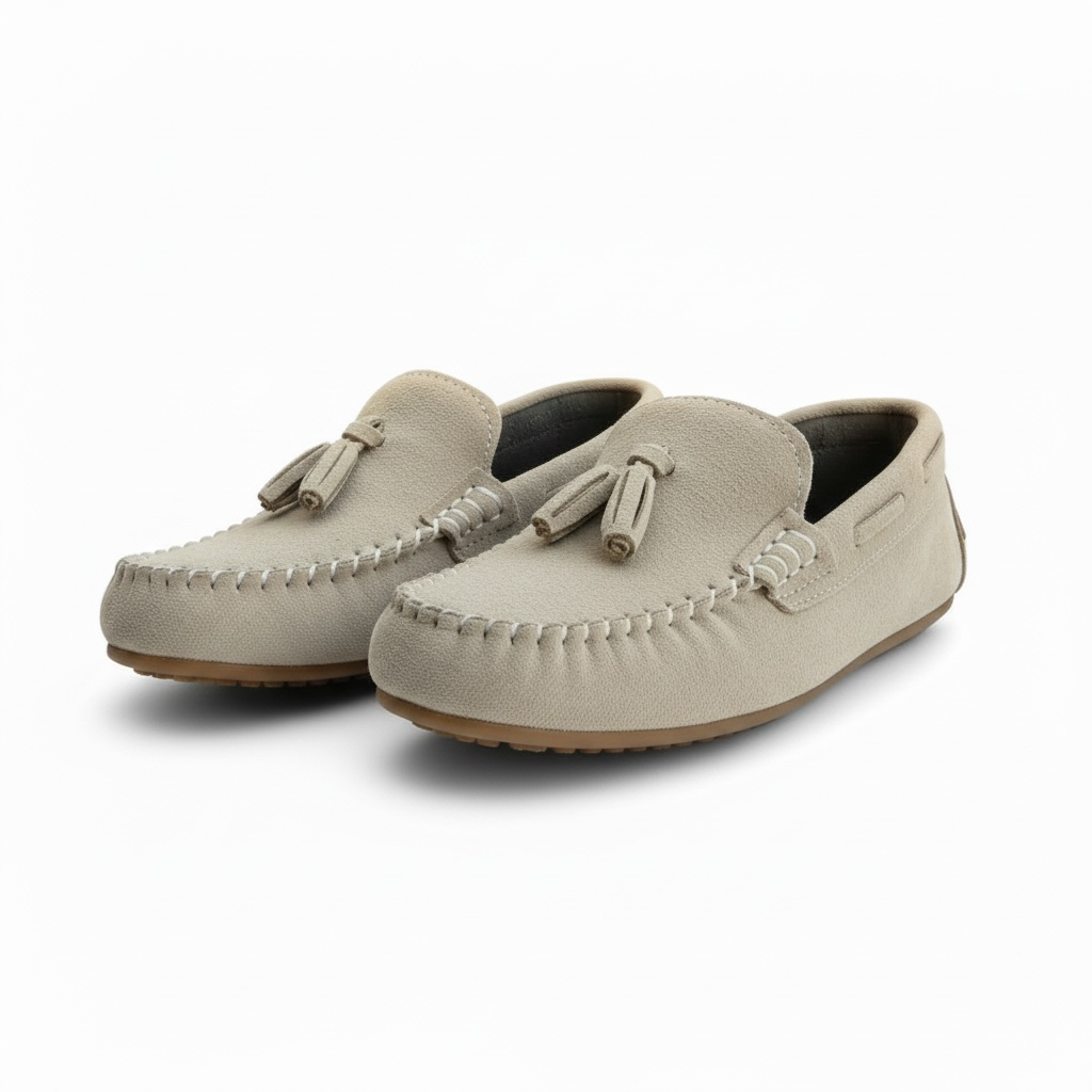 Bej püsküllü çocuk loafer ayakkabı - görsel 9
