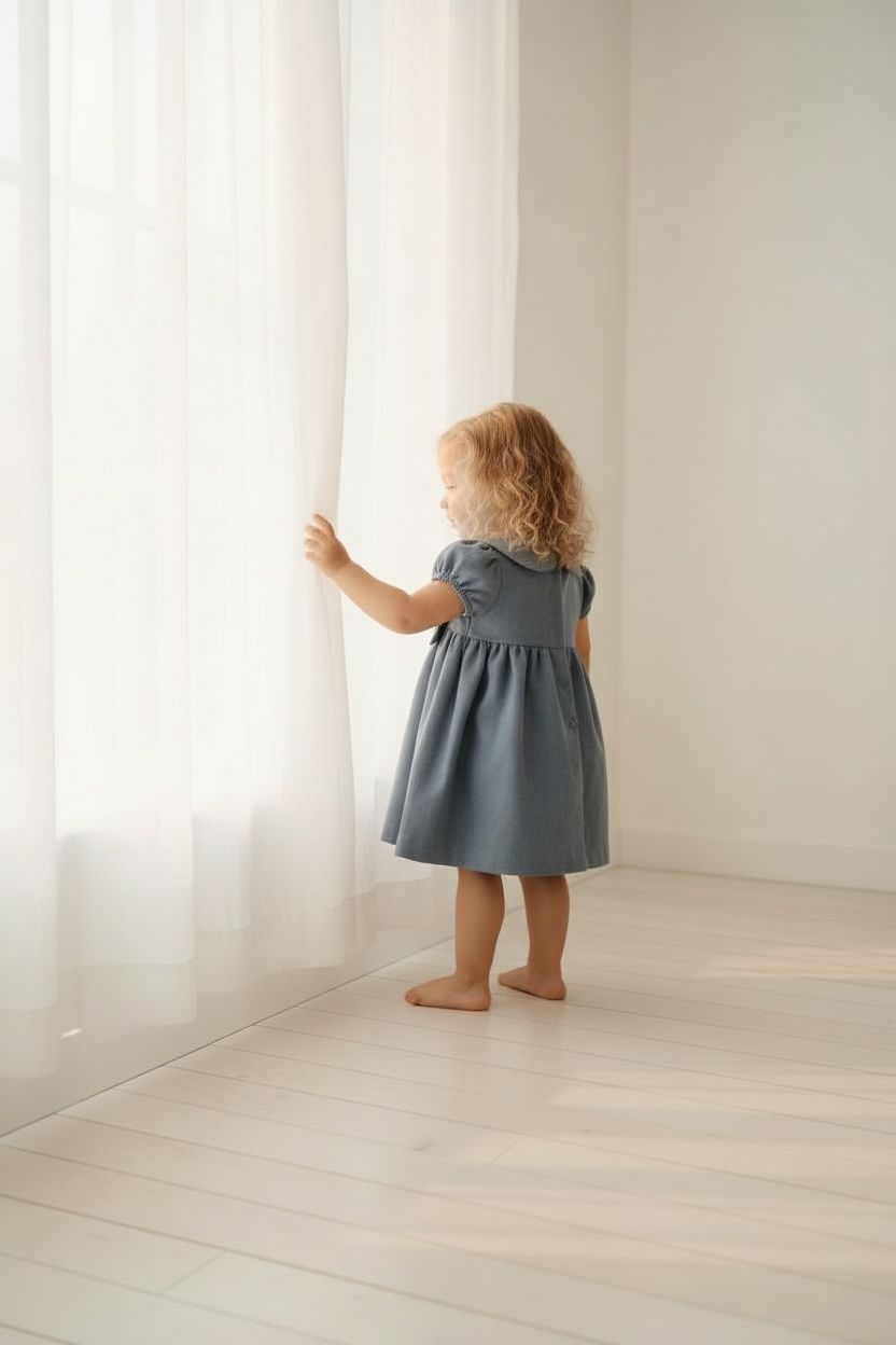 Kız Çocuk Bebe Yaka Fiyonk Detaylı Elbise  1–8 Yaş Klasik & Şık Tasarım