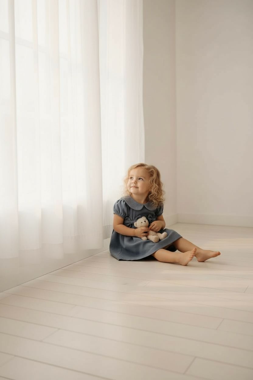 Kız Çocuk Bebe Yaka Fiyonk Detaylı Elbise  1–8 Yaş Klasik & Şık Tasarım