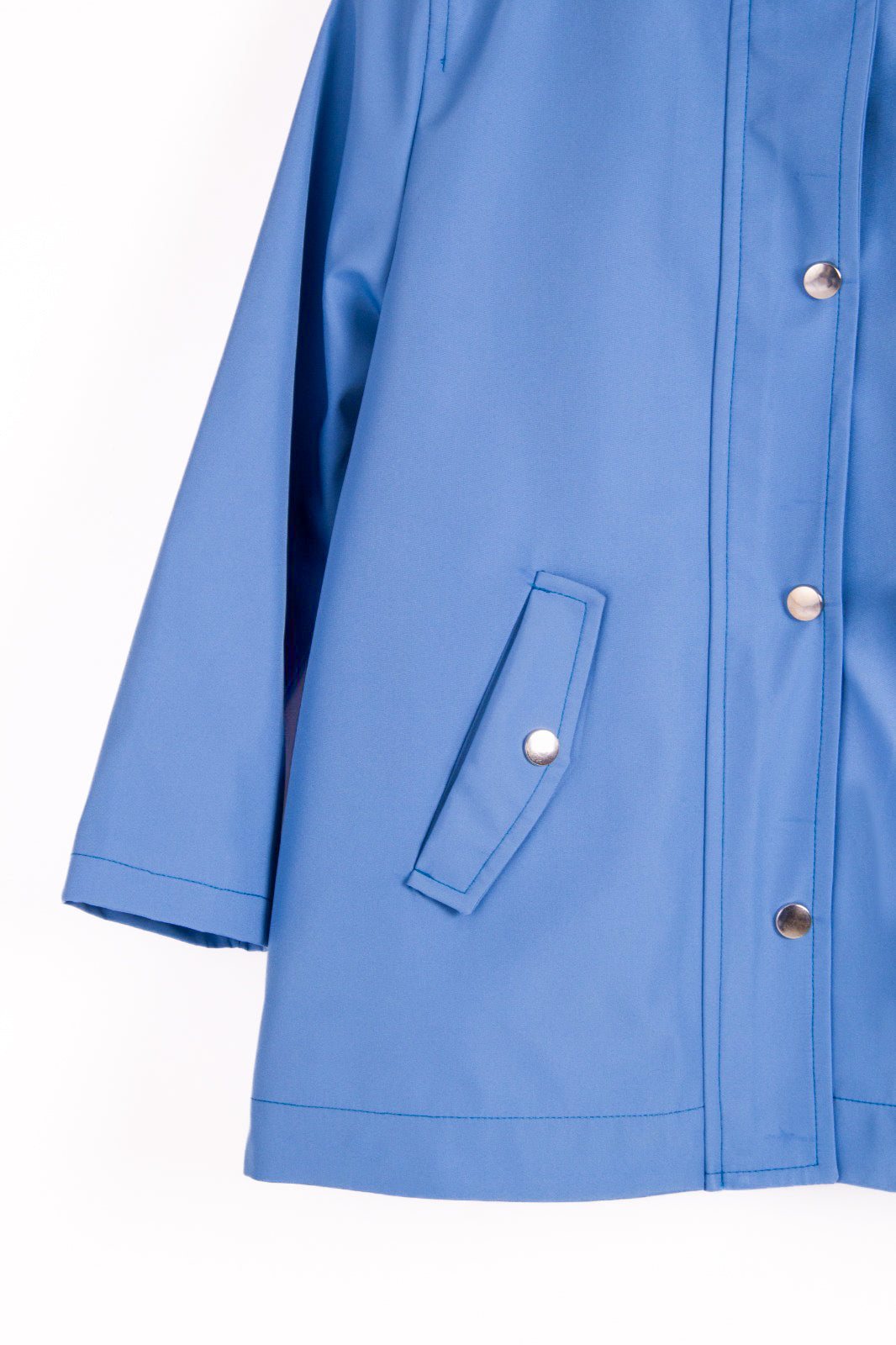 Çocuk Mavi Kapüşonlu Su Geçirmez Mont – Cepli Yağmurluk