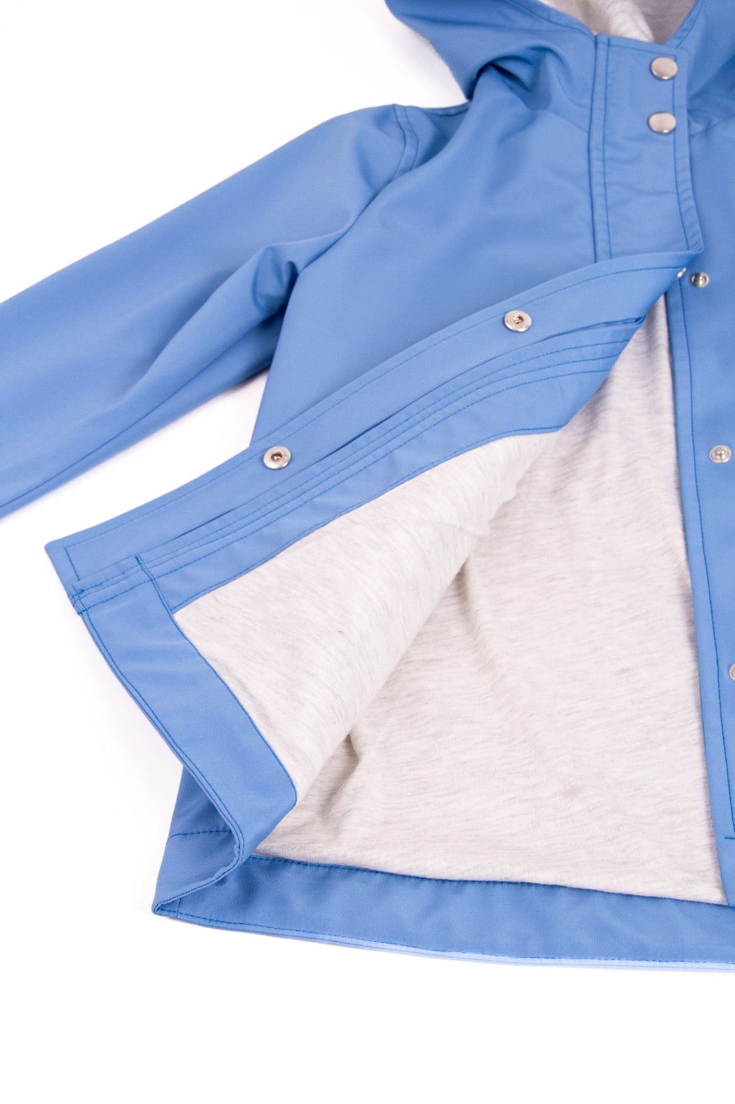 Çocuk Mavi Kapüşonlu Su Geçirmez Mont – Cepli Yağmurluk