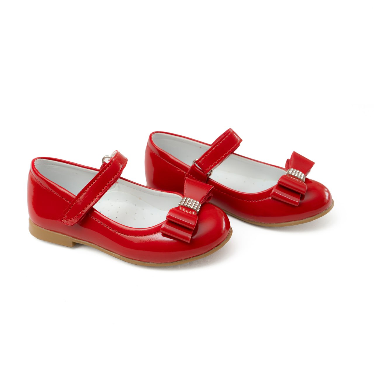 Kız Çocuk Kırmızı Babet – Taş Detaylı Fiyonklu