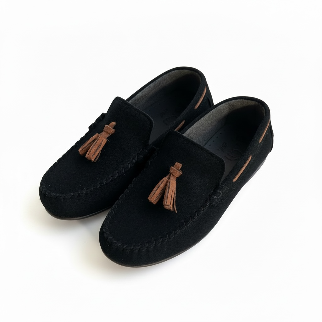 Siyah püsküllü çocuk loafer ayakkabı - görsel 10