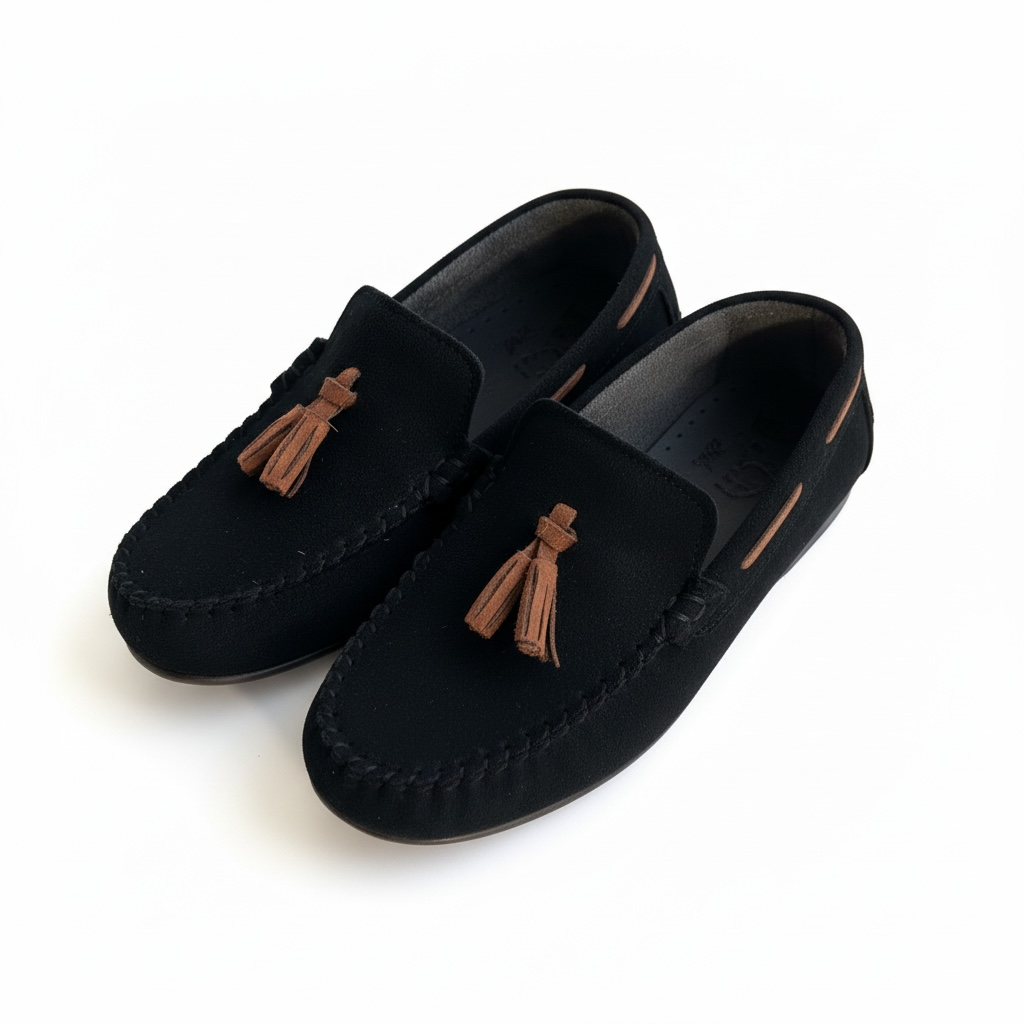 Siyah püsküllü çocuk loafer ayakkabı - görsel 2