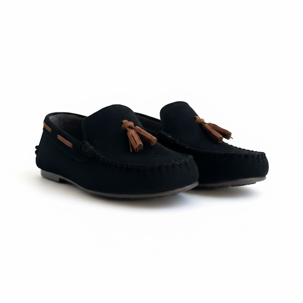 Siyah püsküllü çocuk loafer ayakkabı - görsel 4