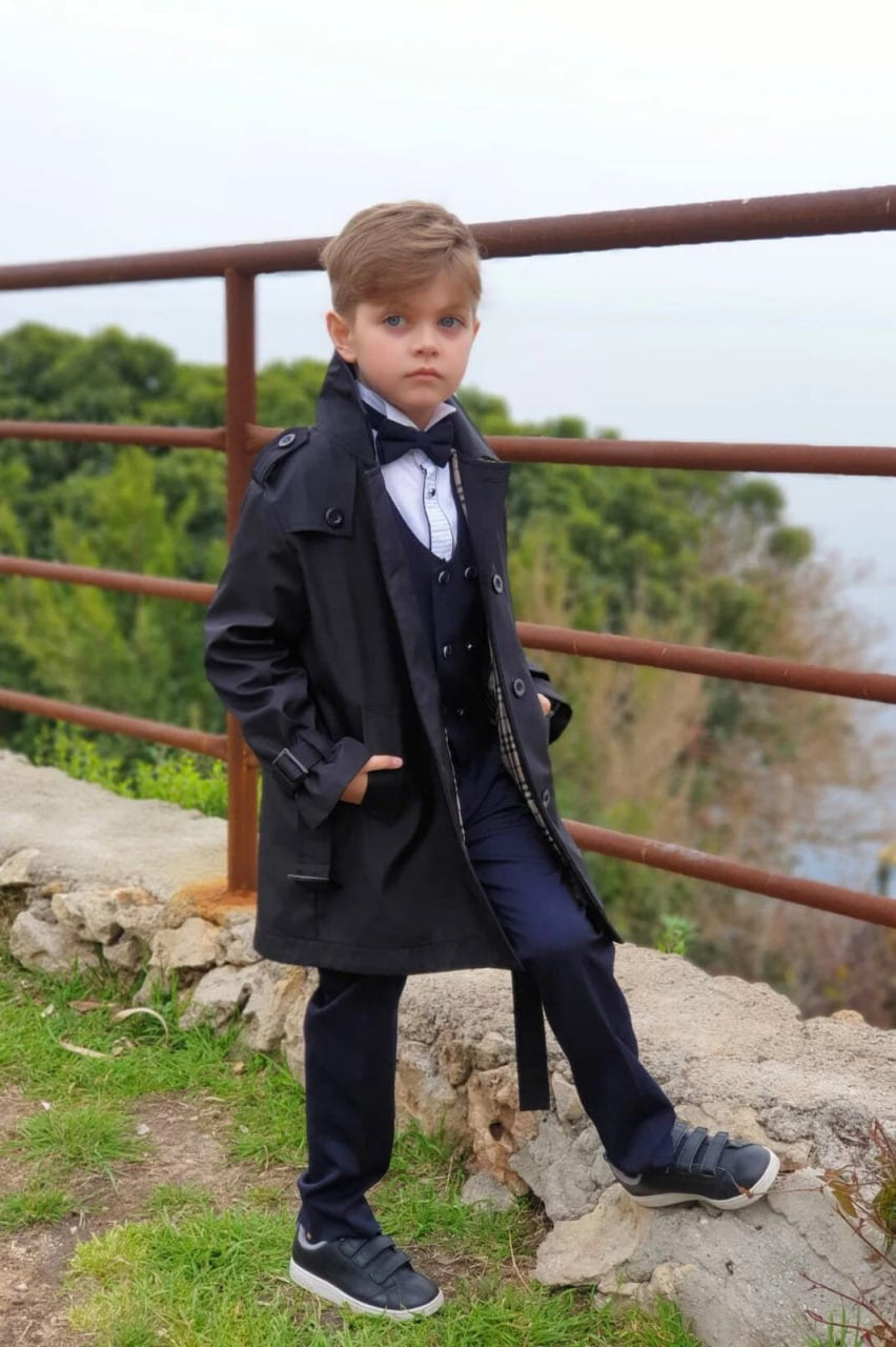 Erkek Çocuk Siyah Trençkot