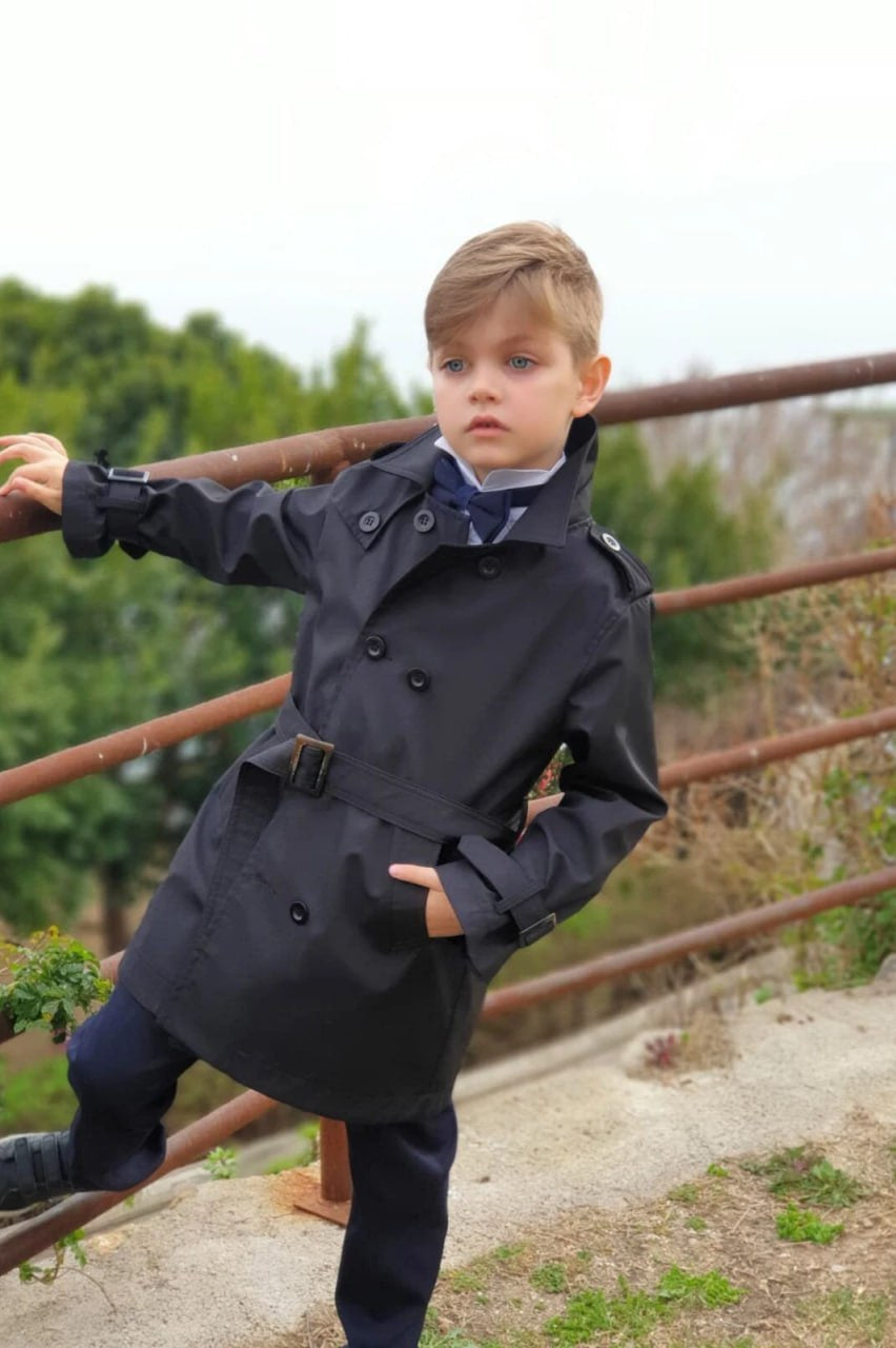 Erkek Çocuk Siyah Trençkot