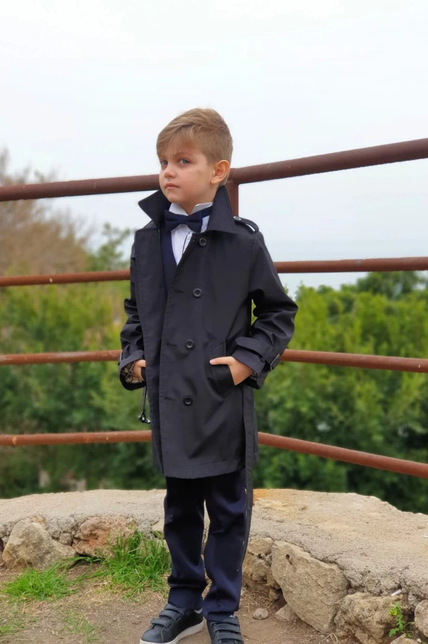 Erkek Çocuk Siyah Trençkot